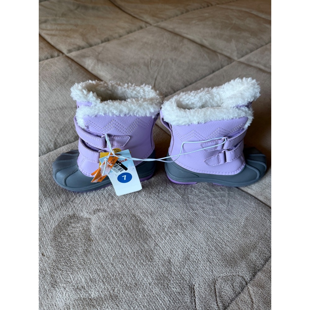 Cat & Jack Toddler Girls Purple Faux Fur Lined Winter Duck Boots Size 7 NWT